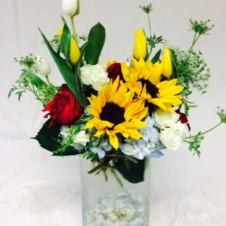 Sunflowers and Tulips