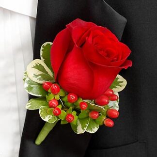 All Red Boutonniere