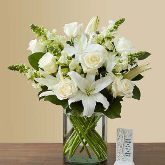 White Sympathy Bouquet with Memory Plaque