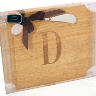 "D" Cutting Board with Cheese Spreader