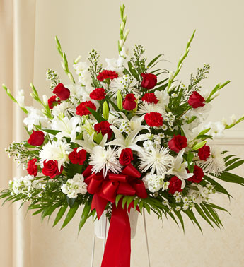 Heartfelt Sympathies Red & White Standing Basket - Image 2