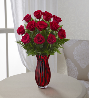 In Love with Red Roses in Red vase