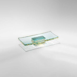 Annie Glass 15" x 8" gold slab tray