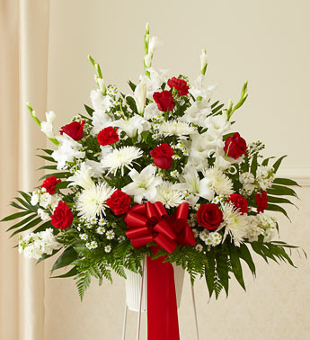 Heartfelt Sympathies Red & White Standing Basket - Image 3