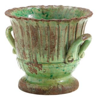 Rustic Garden Small Green Striped Planter