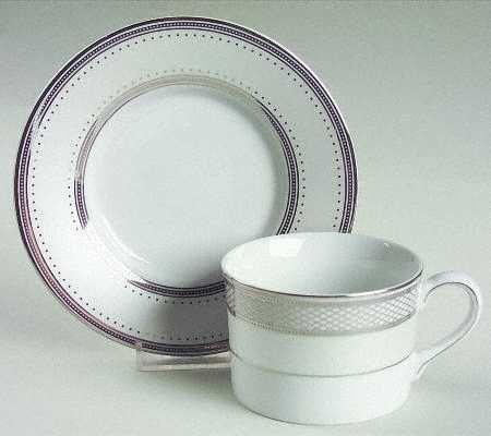 Silk Ribbon Pearl Tea Cup and Saucer