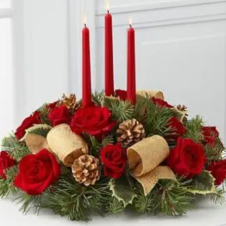 Christmas Centerpiece Red Roses