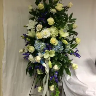 Blue and White Standing Sympathy flowers