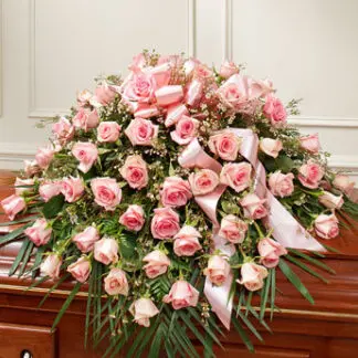 Cherished Memories Rose Half Casket Cover - Pink