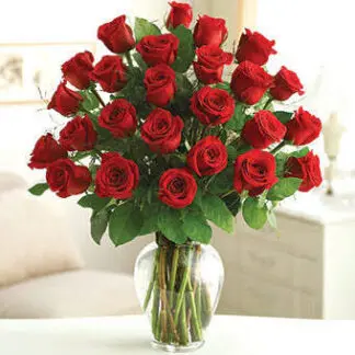 Two dozen roses arranged