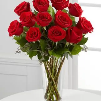 One Dozen Long Stem Red Rose Bouquet