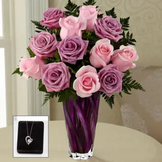 The Royal Treatment™ Rose Bouquet with Heart Pendant