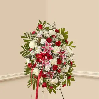 Red Rose and Lily Standing Spray