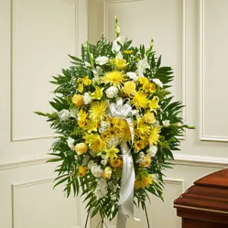 Deepest Sympathies Yellow Standing Spray